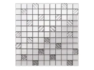 Glass mosaic on mesh for bathroom or kitchen 300mm x 300mm - White pastry