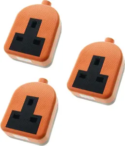 1 Gang High Impact Trailing Extension Socket, without Plug and Cable, 13A, Orange - 3 Pack