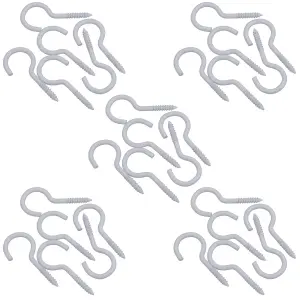 Screw Hook Fasteners Hangers White Plastic Finish 16mm Dia 50mm length 30pc