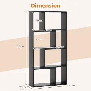 COSTWAY 5-Tier Geometric Bookshelf 120 CM Tall Bookcase Modern 8-Cube Display Shelving