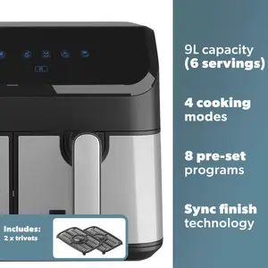 XL 9L DIGITAL DOUBLE DRAWER AIR FRYER