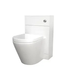 Nes Home Modern 500mm Back To Wall Rimless Toilet with WC Unit Gloss White