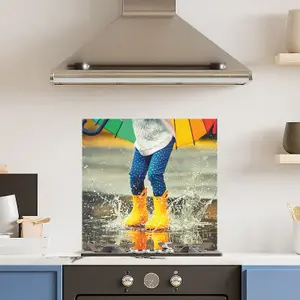 Premium 60cm  x 60cm 6mm Glass Puddle Splash Kitchen Splashback Toughened Polished Edge