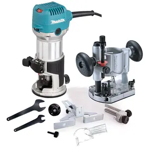 Makita RT0702CX4 240V 1/4" Router Laminate Trimmer with Guide Plunge Base Makpac