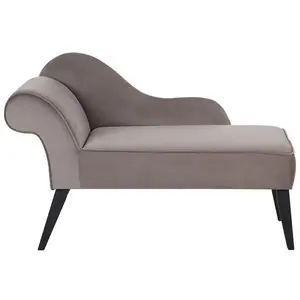 Left Hand Velvet Chaise Lounge Taupe BIARRITZ