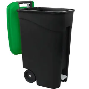 80 Litre Wheelie Bin with Foot Pedal - Green Lid