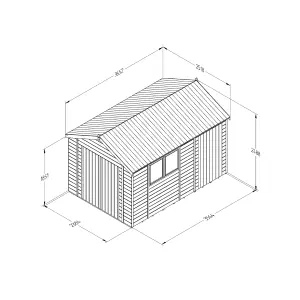 Forest Garden Timberdale 12x8 ft Apex Wooden 3 door Shed with floor - Assembly service included