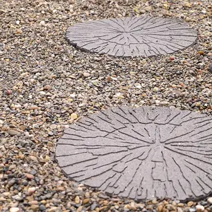 Reversible Outdoor Stepping Stones Eco-Friendly Cracked Log Effect Ornamental Recycled Rubber for Garden, Path & Patio x2