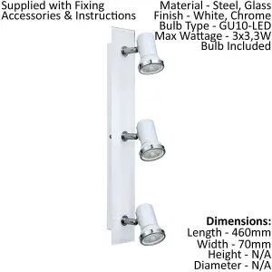 Wall Flush Ceiling Light IP44 Bathroom Colour White Chrome Bulb GU10 3x3.3W Incl