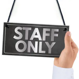 Red Ocean Staff Only Hanging Plaque Door Shop Wall Office Retail Restaurant Bathroom Toilet Sign