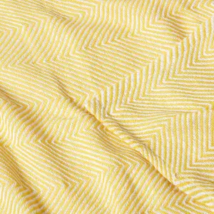 Homescapes Cotton Halden Chevron Yellow Throw, 255 x 360 cm