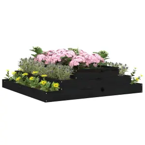 Berkfield Planter Black 110x110x27 cm Solid Wood Pine