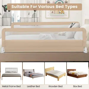 COSTWAY Bed Rail Guard for Toddlers 180CM Foldable Baby Bed Rail w/ Safety Strap