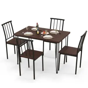 Costway 5-Piece Dining Table Set Kitchen Table 4 Chairs Set with Metal Frame