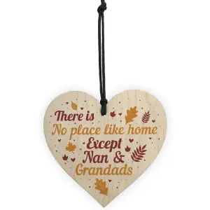 Red Ocean Nan and Grandad Christmas Birthday Gifts Hanging Wooden Heart Sign Xmas Home Keepsake