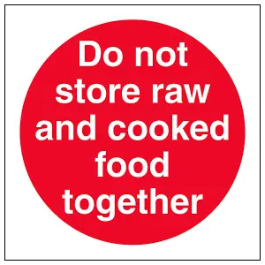 Do Not Store Raw & Cooked Food Sign - Adhesive Vinyl - 200x200mm (x3)