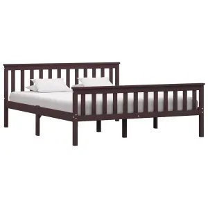 Berkfield Bed Frame Dark Brown Solid Pinewood 160x200 cm