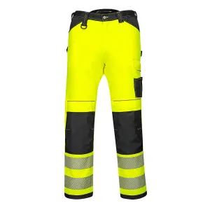 Portwest PW3 Hi-Vis Lightweight Stretch Trousers Yellow/Black & Knee Pads - 36R