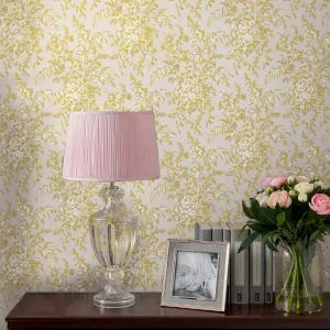 Laura Ashley Picardie Pale gold Floral Smooth Wallpaper Sample