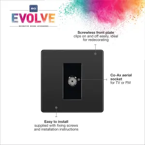 BG Evolve Black Chrome Single Socket For TV or FM Co-Axial Aerial Connection