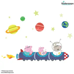 Stickerscape Peppa Pig Rocket Train Wall Sticker Pack (Large size) Children's Bedroom Playroom Décor Self-Adhesive Removable