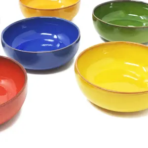 Selena Glazed Hand Dipped Kitchen Dining Mixed Set of 6 Small Bowls (Diam) 10cm