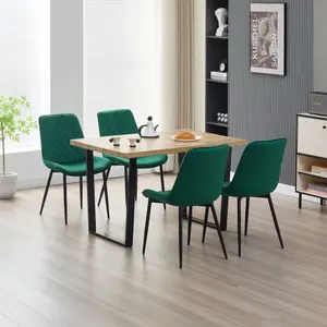 Colorado Dining Table with 4 Green Amelia Chairs