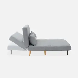 sweeek. 2-seater scandi-style folding sofa bed Guesta Light Grey 120x89x80 cm