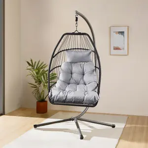 Miami Hanging Egg Chair With Cushion Black