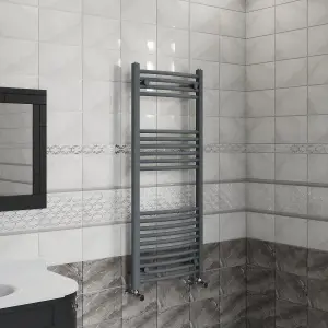 Right Radiators 1200x500 mm Curved Heated Towel Rail Radiator Bathroom Ladder Warmer Anthracite