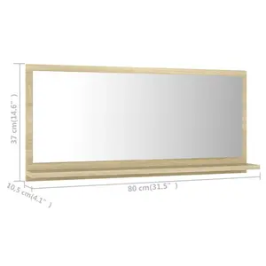 Dorlene Framed Wall Mounted Bathroom Mirror Sonoma Oak / 80 cm