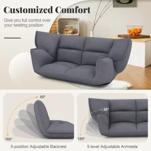 COSTWAY Floor Sofa Chair Convertible Lazy Couch with Adjustable Backrest