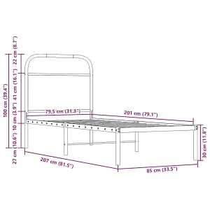 Berkfield Bed Frame Without Mattress 80x200 cm Brown Oak Engineered Wood