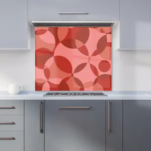 Red Circle Pattern Premium Glass Kitchen Splashback W700mm x H650mm