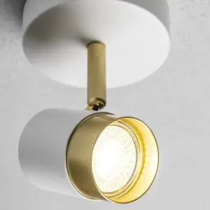 CGC ORIO White and Brushed Gold Single GU10  Adjustable Ceiling Spot Light