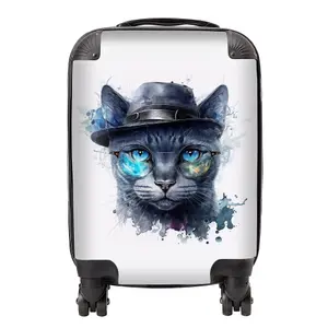 Russian Blue Cat Splashart Suitcase - Mini Cabin