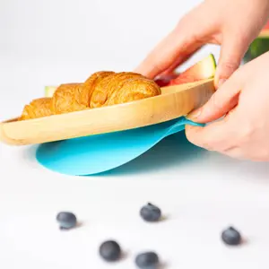 Tiny Dining - Children's Bamboo Plate Suction Cup - Blue