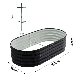 Anthracite Oval Garden Galvanized steel Raised Garden Bed Raised Planter Box Outdoor Raised Garden Bed Kit 160cm W