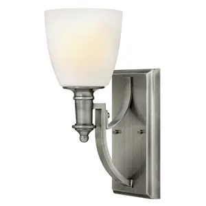 Elstead Truman 1 Light Wall Light Antique Nickel Glass Shade, E27