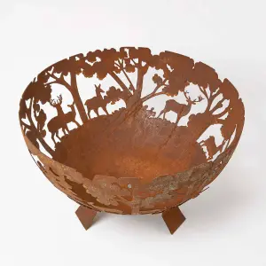 Homescapes Decorative Fire Bowl with Laser Cut Woodland Scene