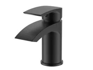 Aquarius Arc Mini Mono Basin Mixer Tap inc Waste Matt Black