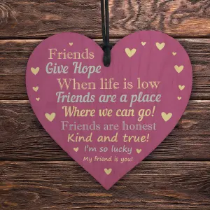 Red Ocean Best Friend Present For Women Friendship Gift Birthday Thinking of You Wooden Heart Hanging Plaque