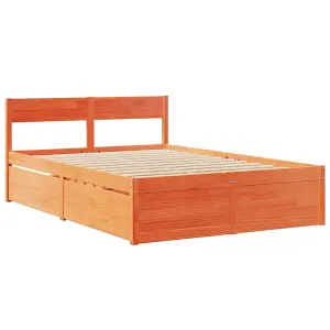 Berkfield Bed Frame without Mattress Wax Brown 120x190 cm Small Double Solid Wood Pine