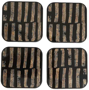 Interiors by Premier Celina Set Of Four Square Black and Gold Coasters