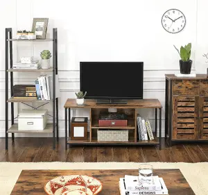 VASAGLE TV Stand, Cabinet with Open Storage, TV Console Unit with Shelving, for Living Room, Entertainment Room, Rustic Brown