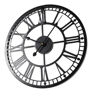 EOS - Skeleton Wall Clock with Roman Numerals - 40x40 - Black