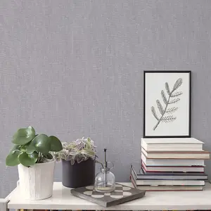 Galerie Geometrix Dark Grey Coarse Linen Smooth Wallpaper