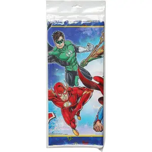 Justice League Plastic Characters Party Table Cover White/Blue/Red (One Size)