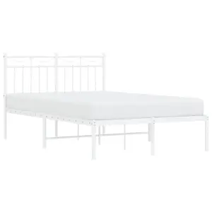 Berkfield Metal Bed Frame with Headboard White 120x190 cm