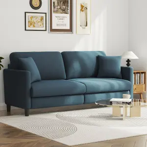 193cm Sofa Couch for Living Room,Comfy Teddy Fleece Loveseat Sofa,Extra Deep Seat Couches ,Neche Tool-Free, Blue Grey